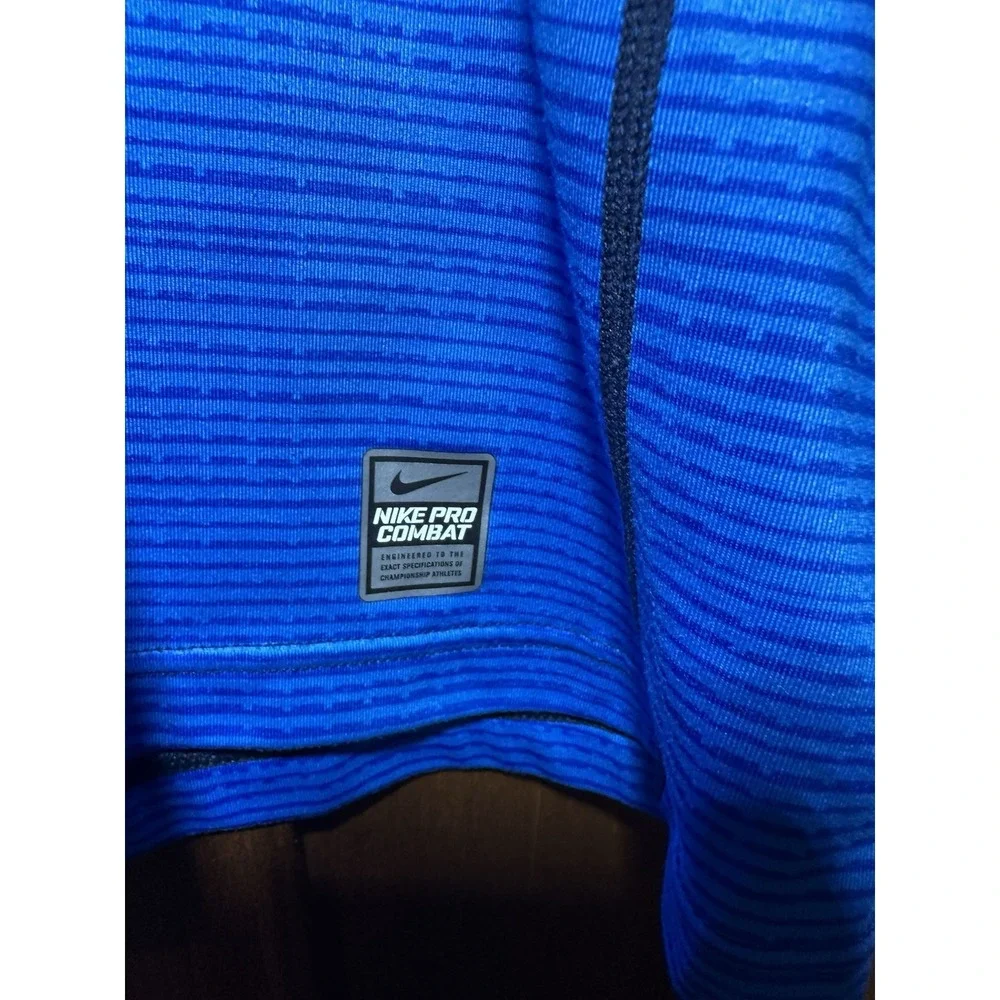 Nike Pro‎ Combat Hyperwarm Shirt Mens Medium Blue Compression Mock Neck